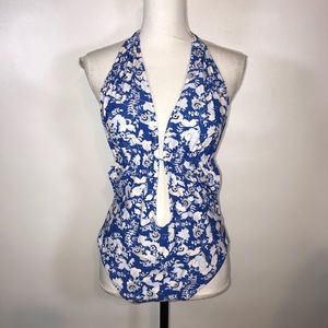 NEW Cupshe Blue Floral Swimsuit Women's Size L